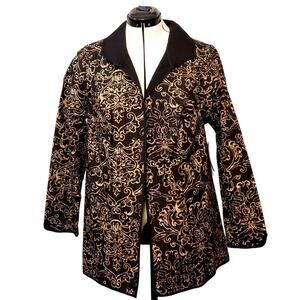 Catherine's Quilted Lightweight Open Jacket in Black & Gold | Size 14/16W | NWT